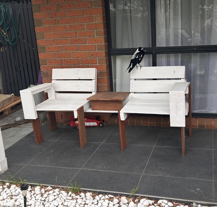 Turned this pallet into an outdoor chair!